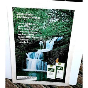 1976 Kool Cigarettes Nature Waterfall Original Ad Vintage epherma